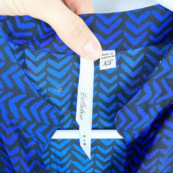 BELLATRIX Blue and Black Print Blouse - Picture 5 of 5